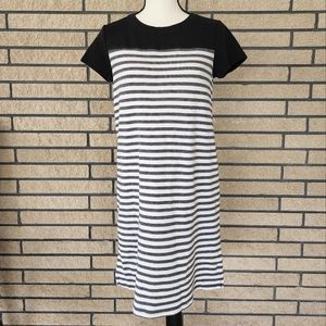 Merona Asymmetrical Short Sleeves Stripe Black and White Dress Size S